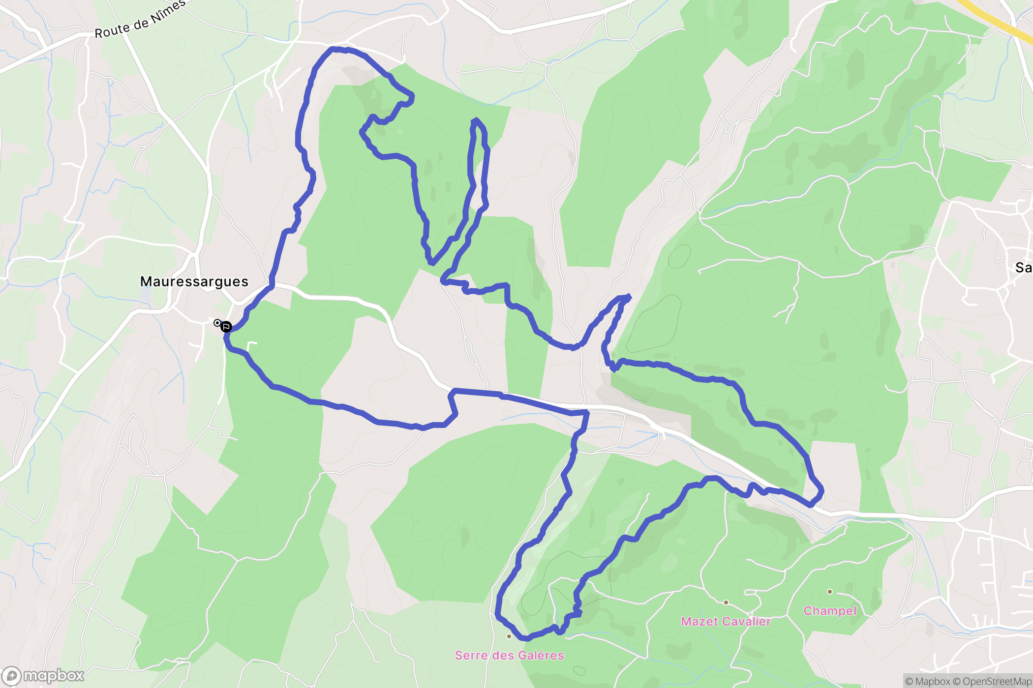 Mauressargues : carte du parcours de randonnée - France