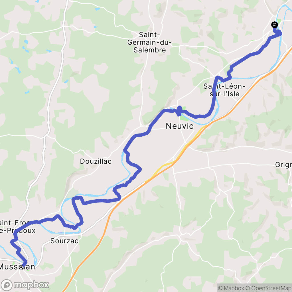 Mussidan : carte du parcours de randonnée - France