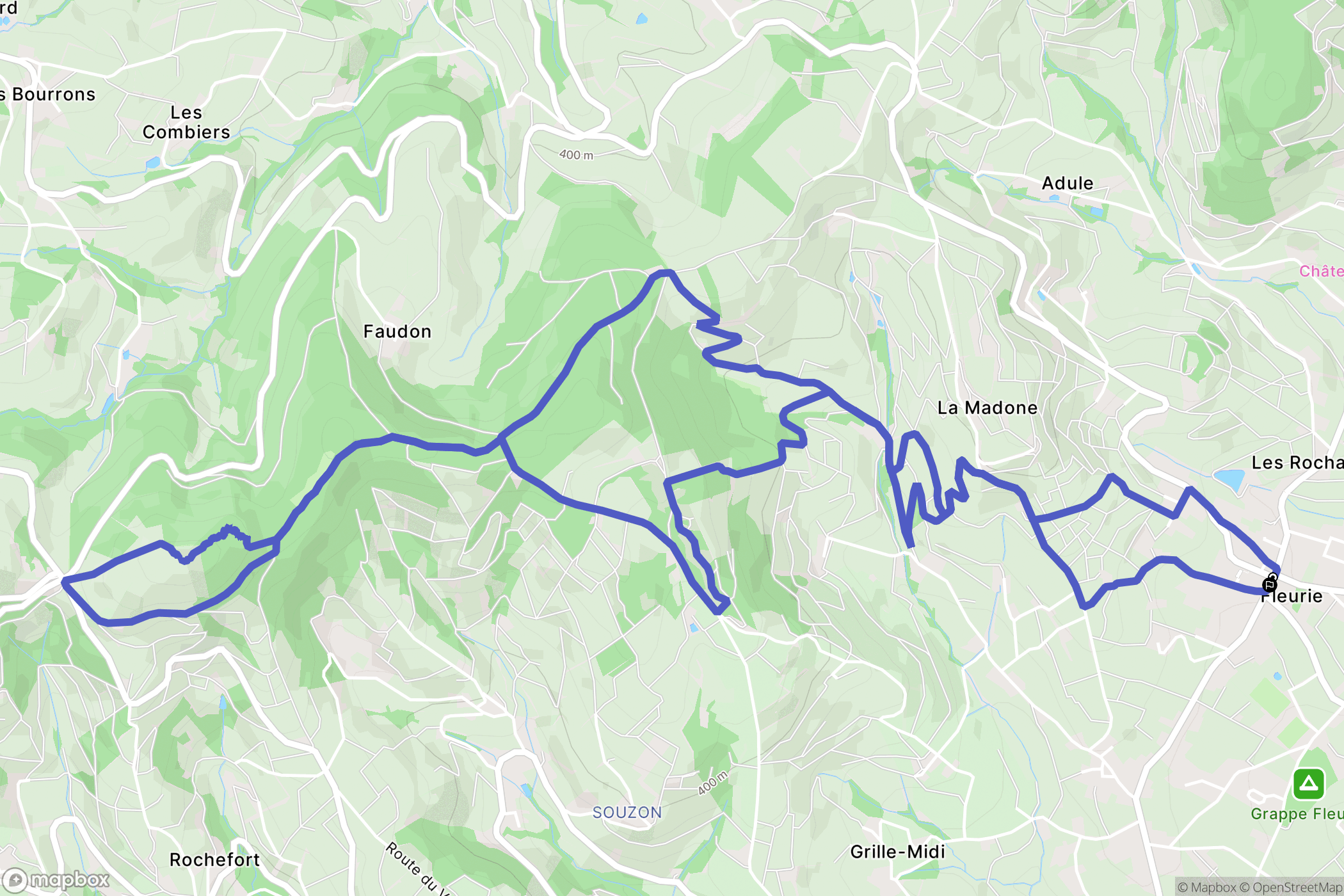 Fleurie : carte du parcours de randonnée - France