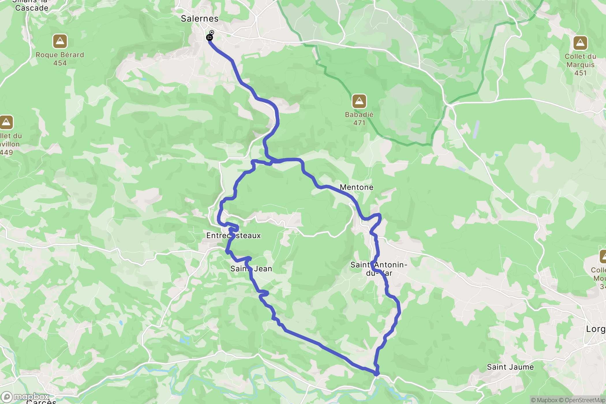 Salernes : carte du parcours de randonnée - France