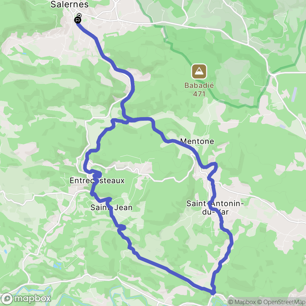 Salernes : carte du parcours de randonnée - France