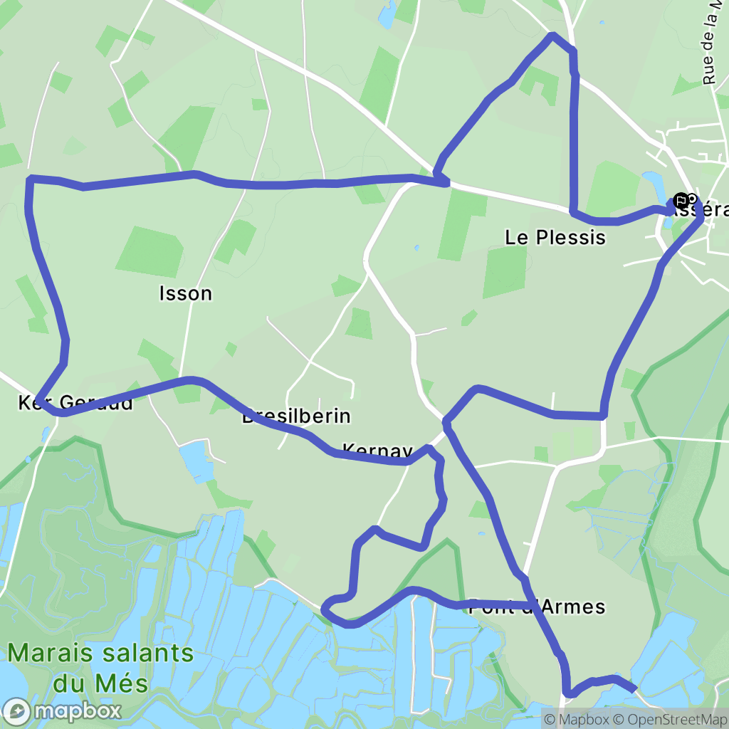 Assérac : carte du parcours de randonnée - France