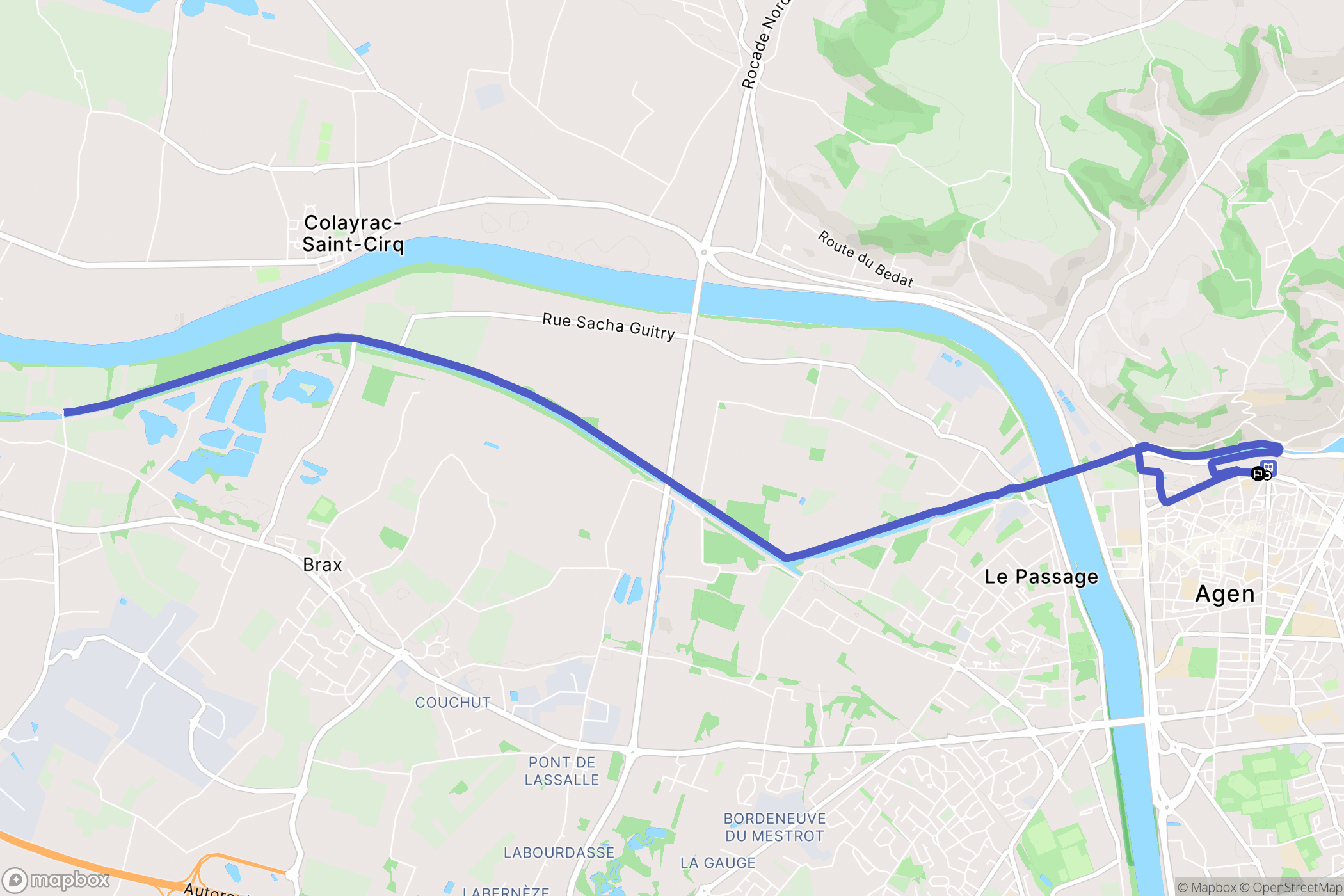 Agen : carte du parcours de randonnée - France