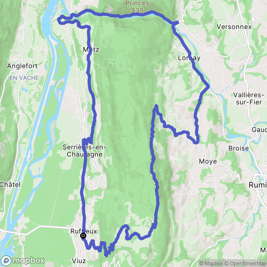 Ruffieux : carte du parcours de randonnée - France