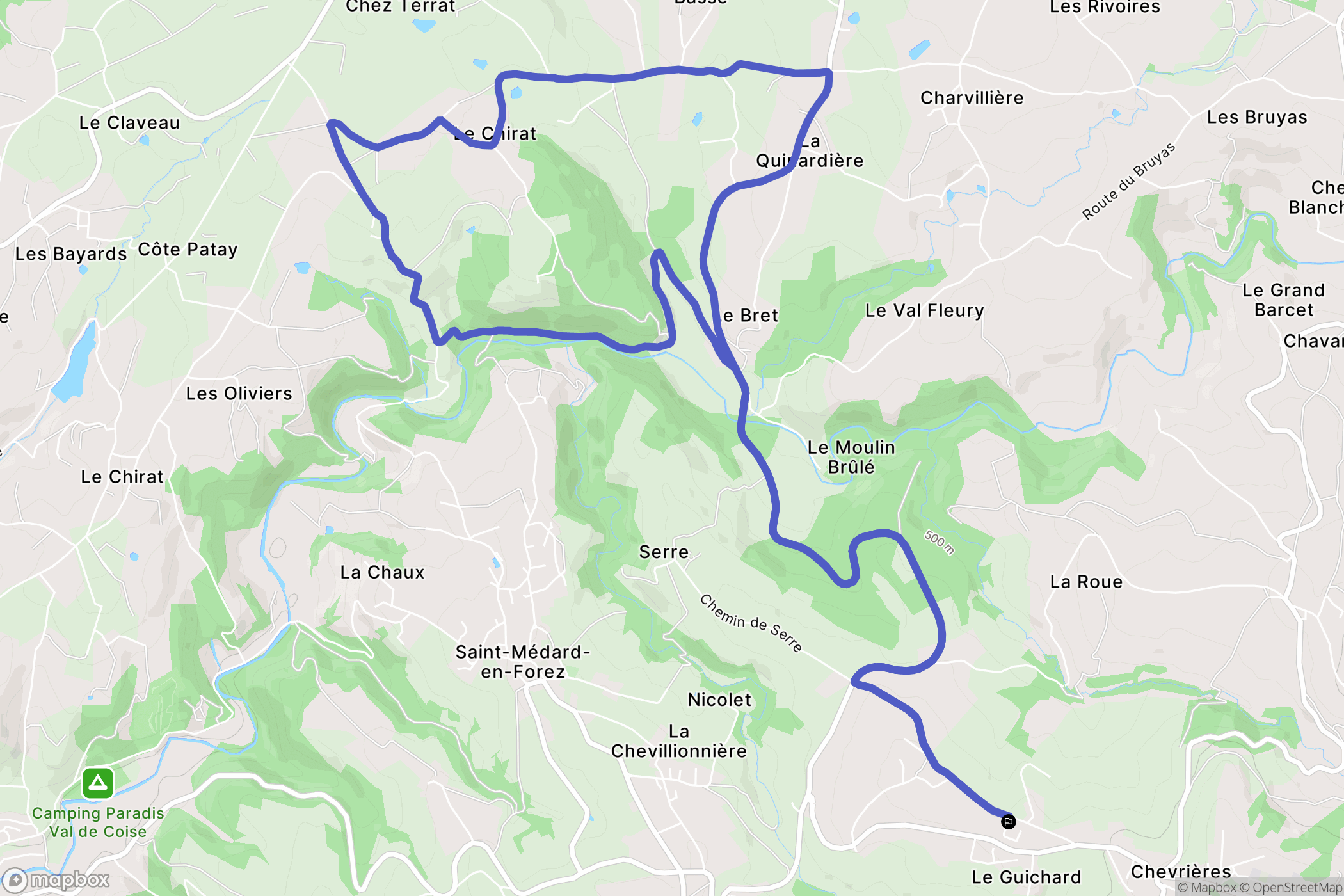 Chevrières : carte du parcours de randonnée - France
