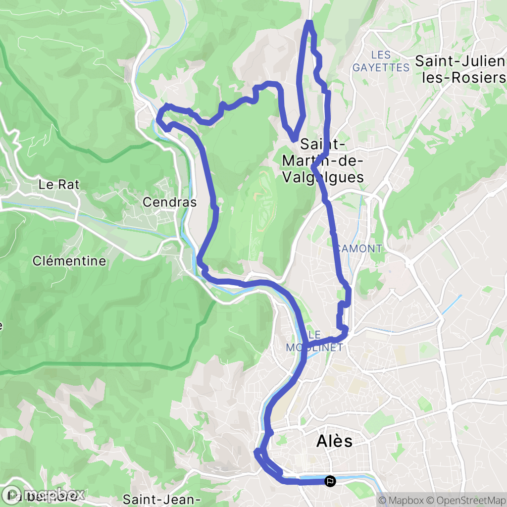Alès : carte du parcours de randonnée - France