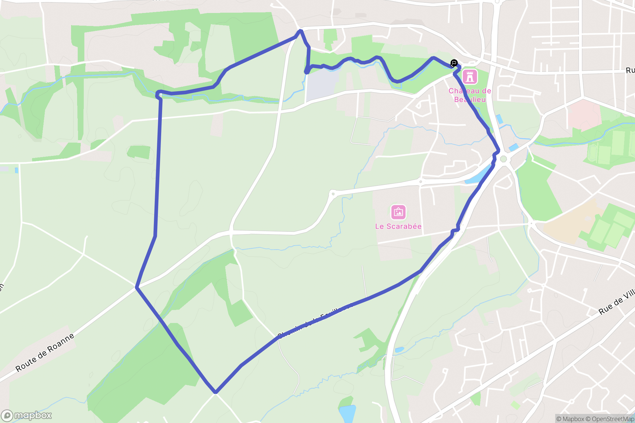 Riorges : carte du parcours de randonnée - France