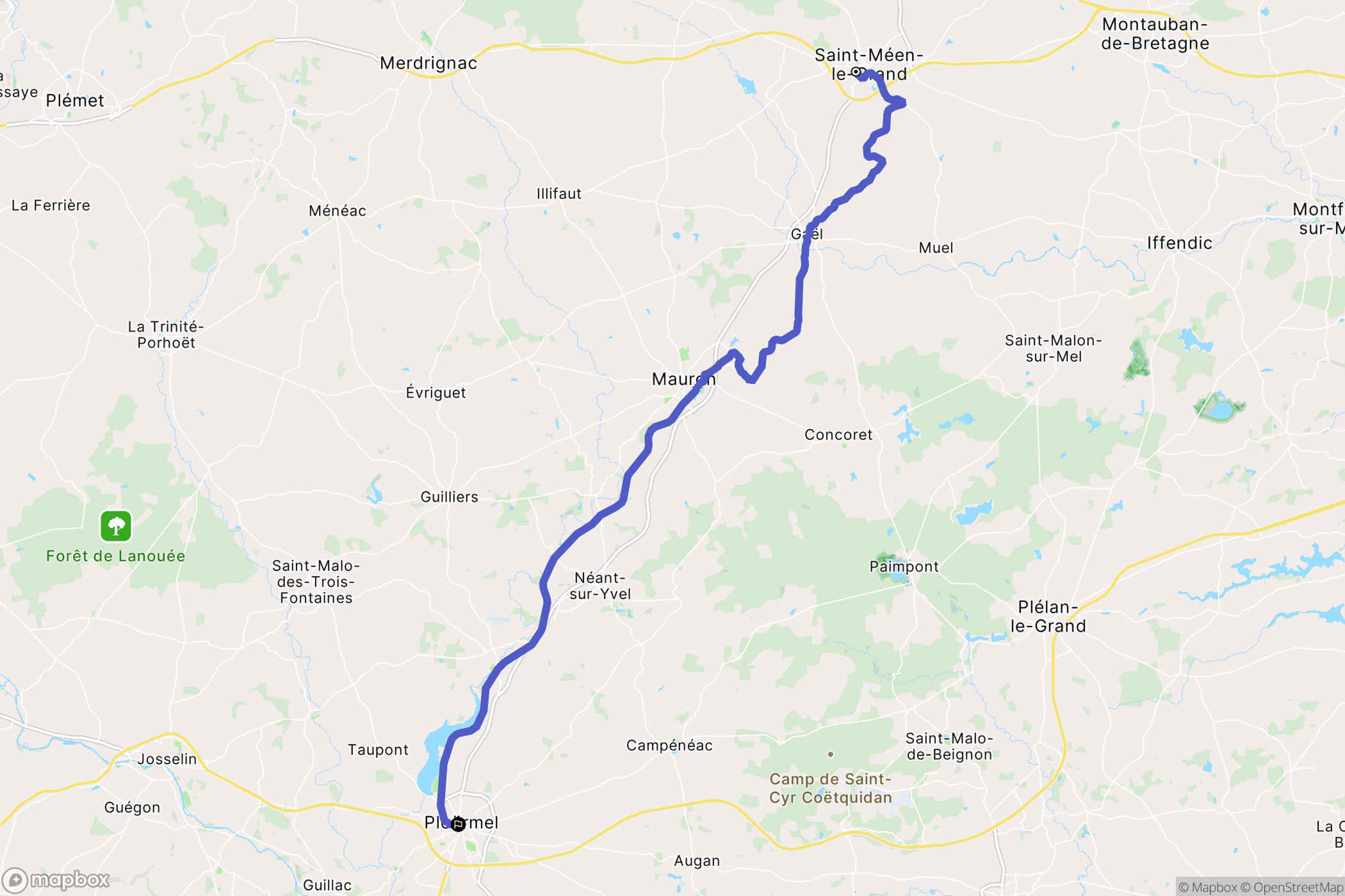 Saint-Méen-le-Grand : carte du parcours de randonnée - France