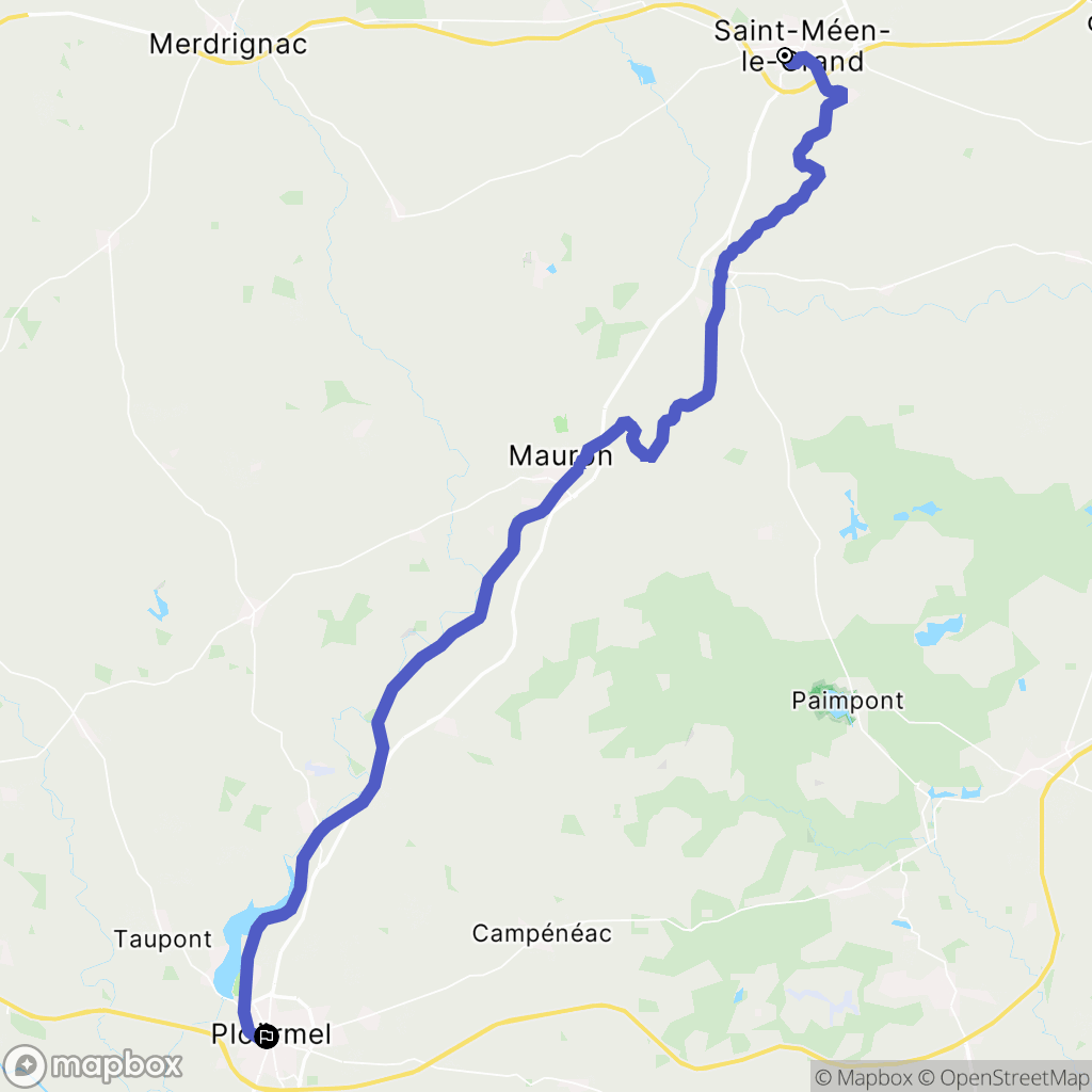 Saint-Méen-le-Grand : carte du parcours de randonnée - France