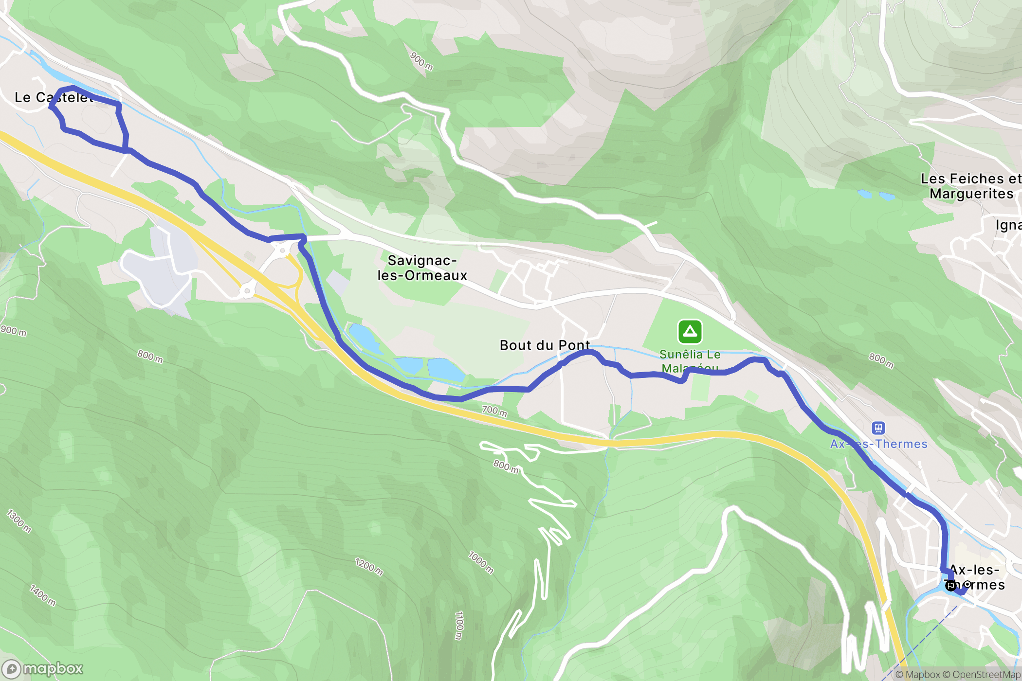 Ax-les-Thermes : carte du parcours de randonnée - France