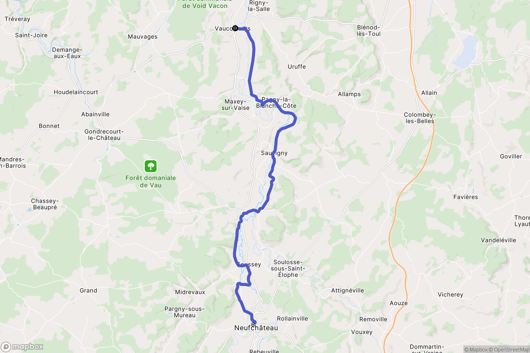 Neufchâteau : carte du parcours de randonnée - France