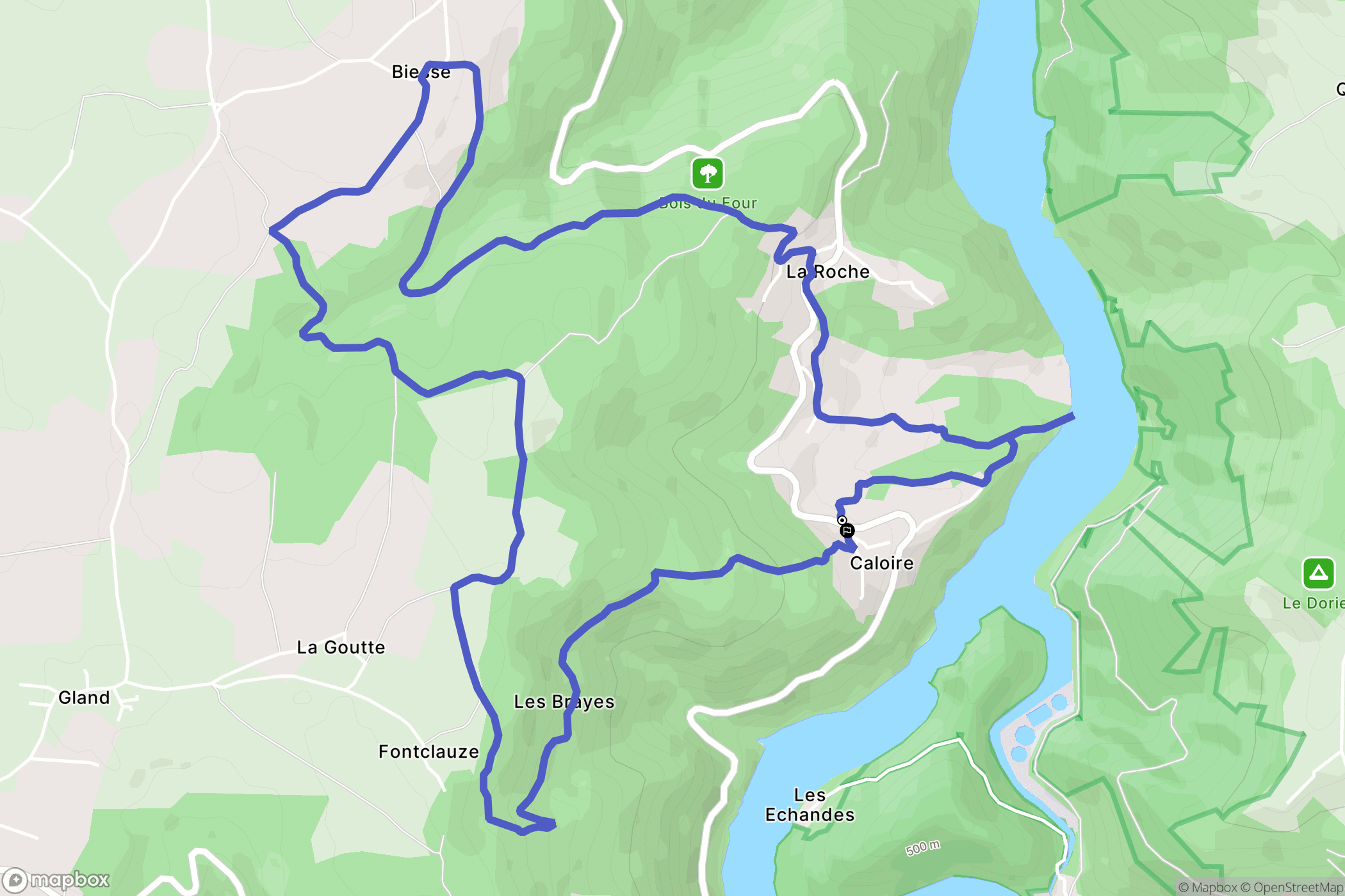 Caloire : carte du parcours de randonnée - France