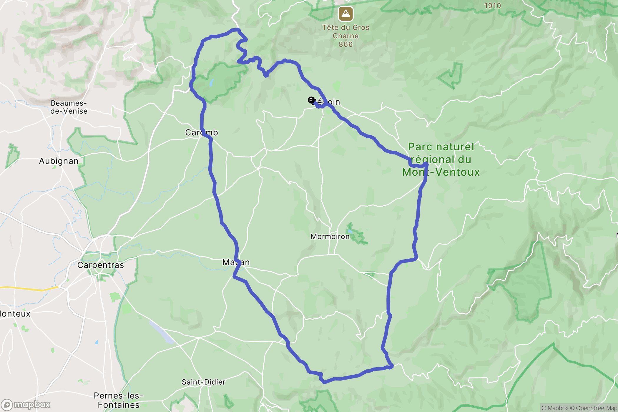 Bédoin : carte du parcours de randonnée - France