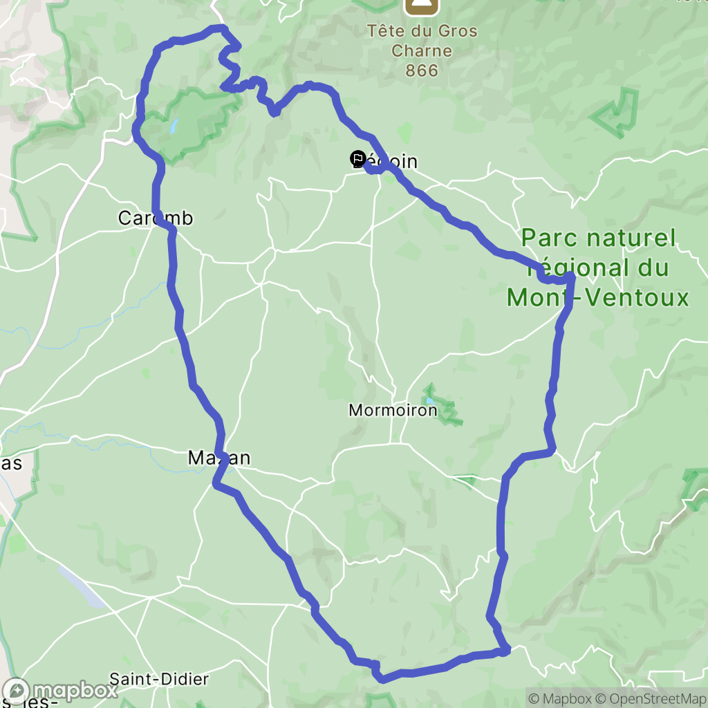 Bédoin : carte du parcours de randonnée - France