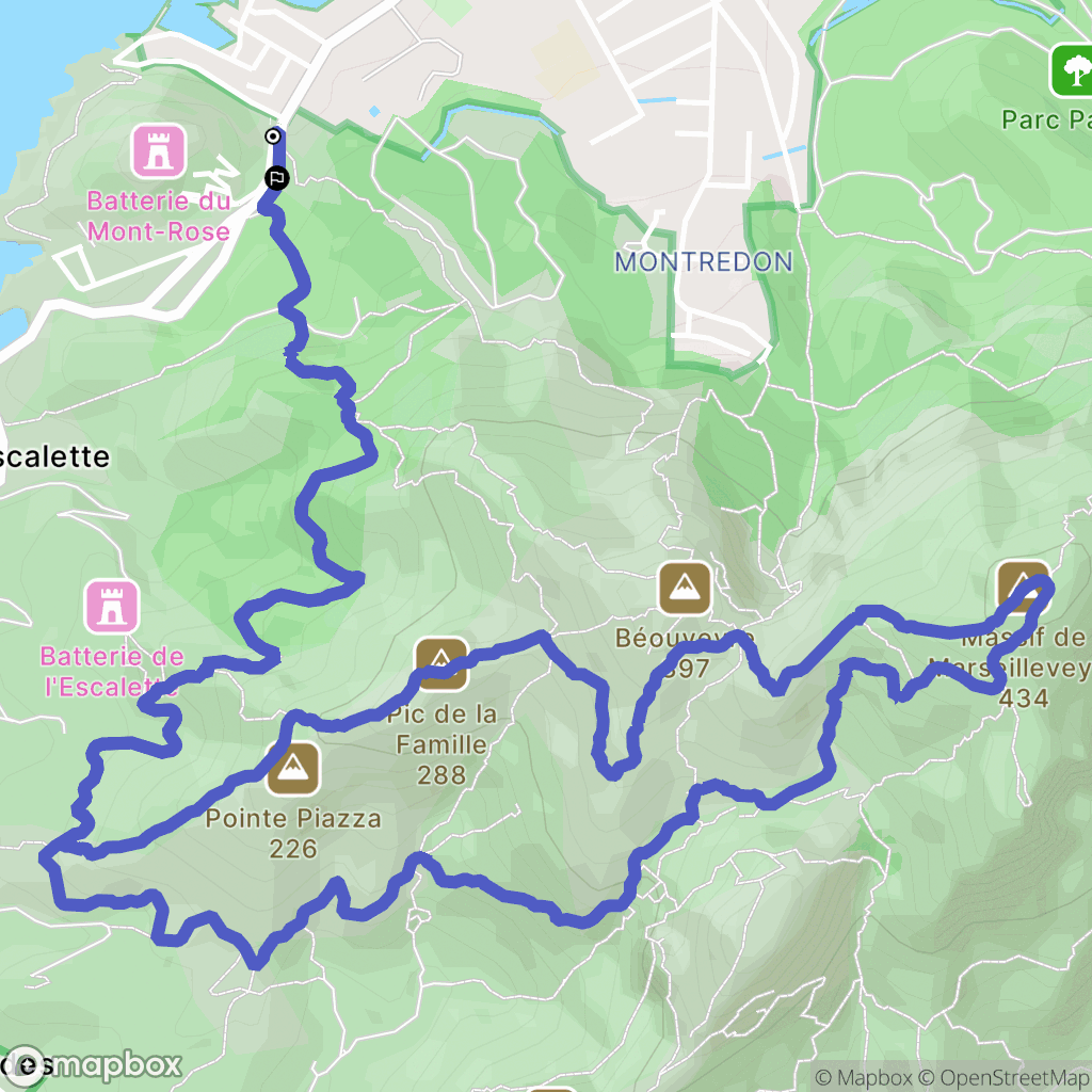 Marseille : carte du parcours de randonnée - France