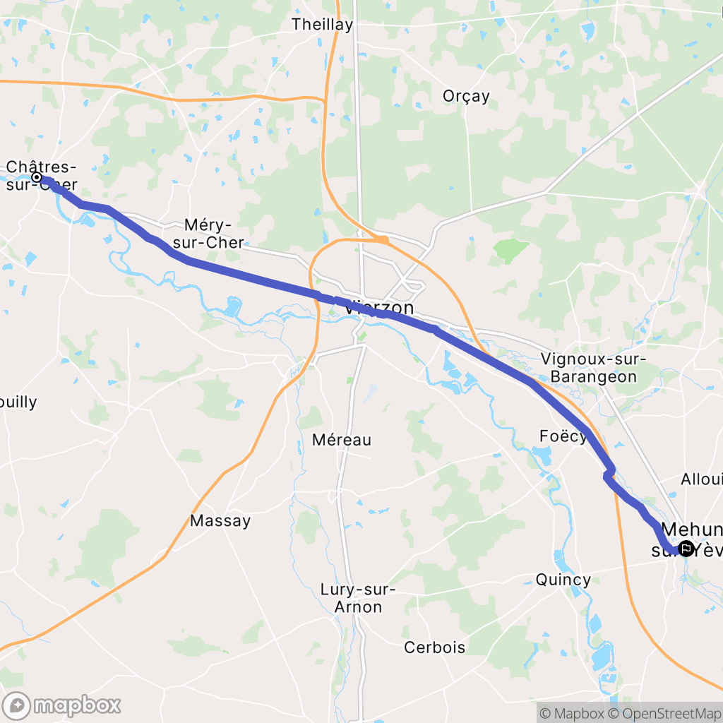 Châtres-sur-Cher : carte du parcours de randonnée - France