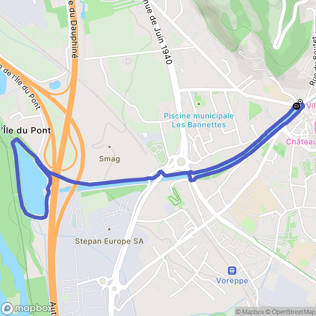 Voreppe : carte du parcours de randonnée - France