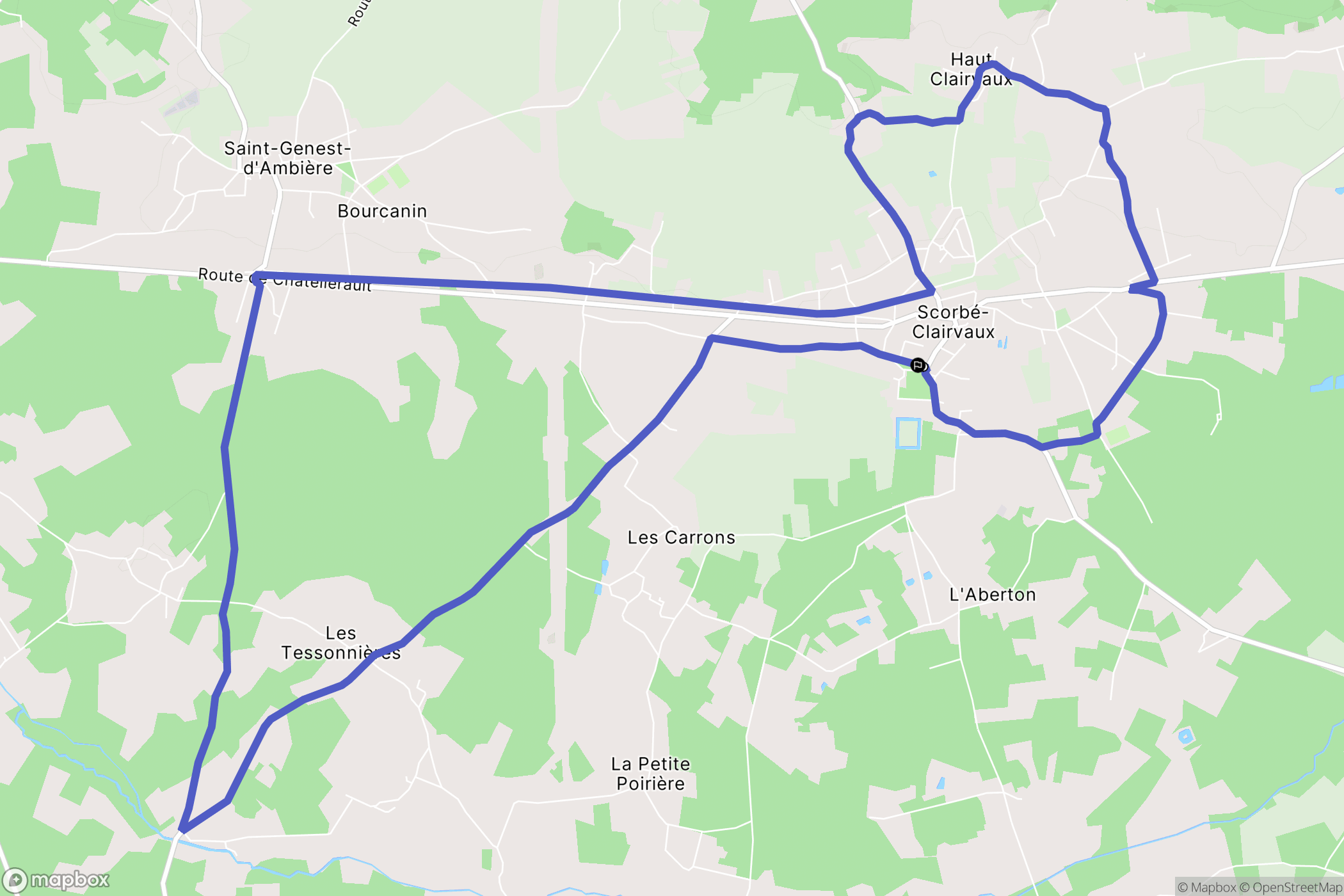 Scorbé-Clairvaux : carte du parcours de randonnée - France