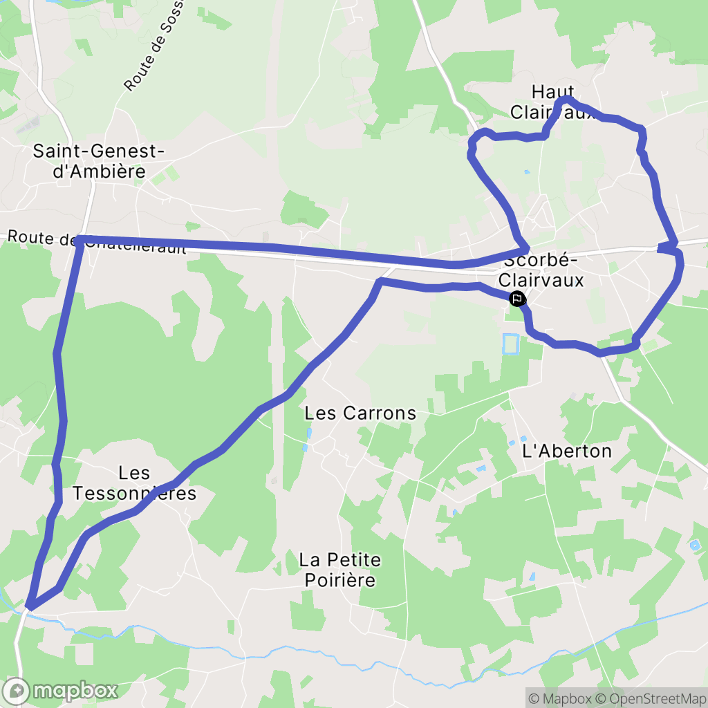 Scorbé-Clairvaux : carte du parcours de randonnée - France