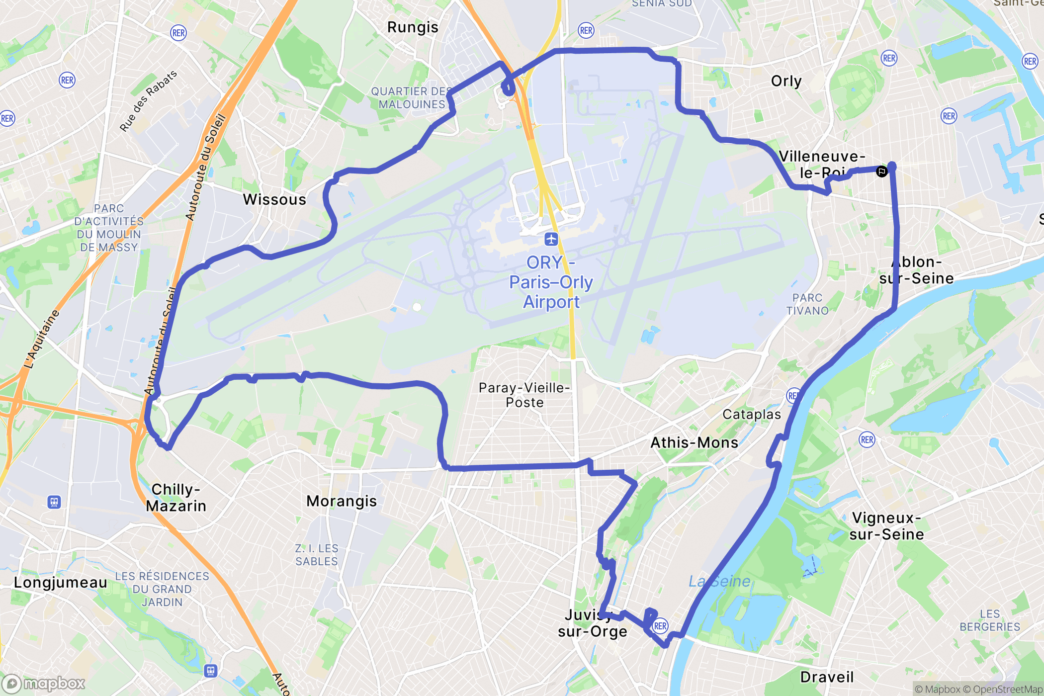 Villeneuve-le-Roi : carte du parcours de randonnée - France