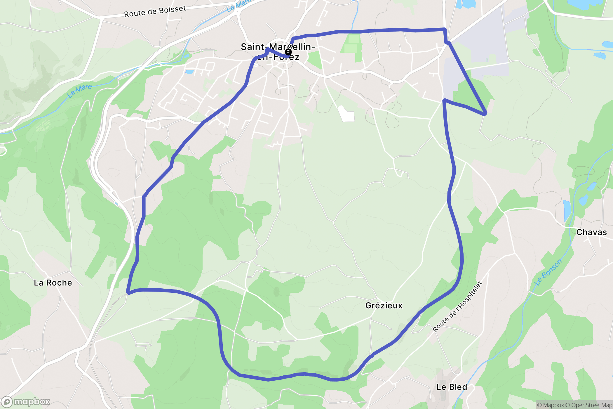 Saint-Marcellin-en-Forez : carte du parcours de randonnée - France
