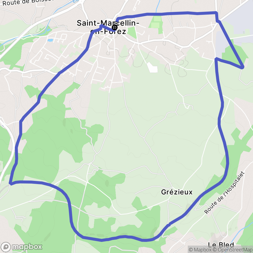 Saint-Marcellin-en-Forez : carte du parcours de randonnée - France