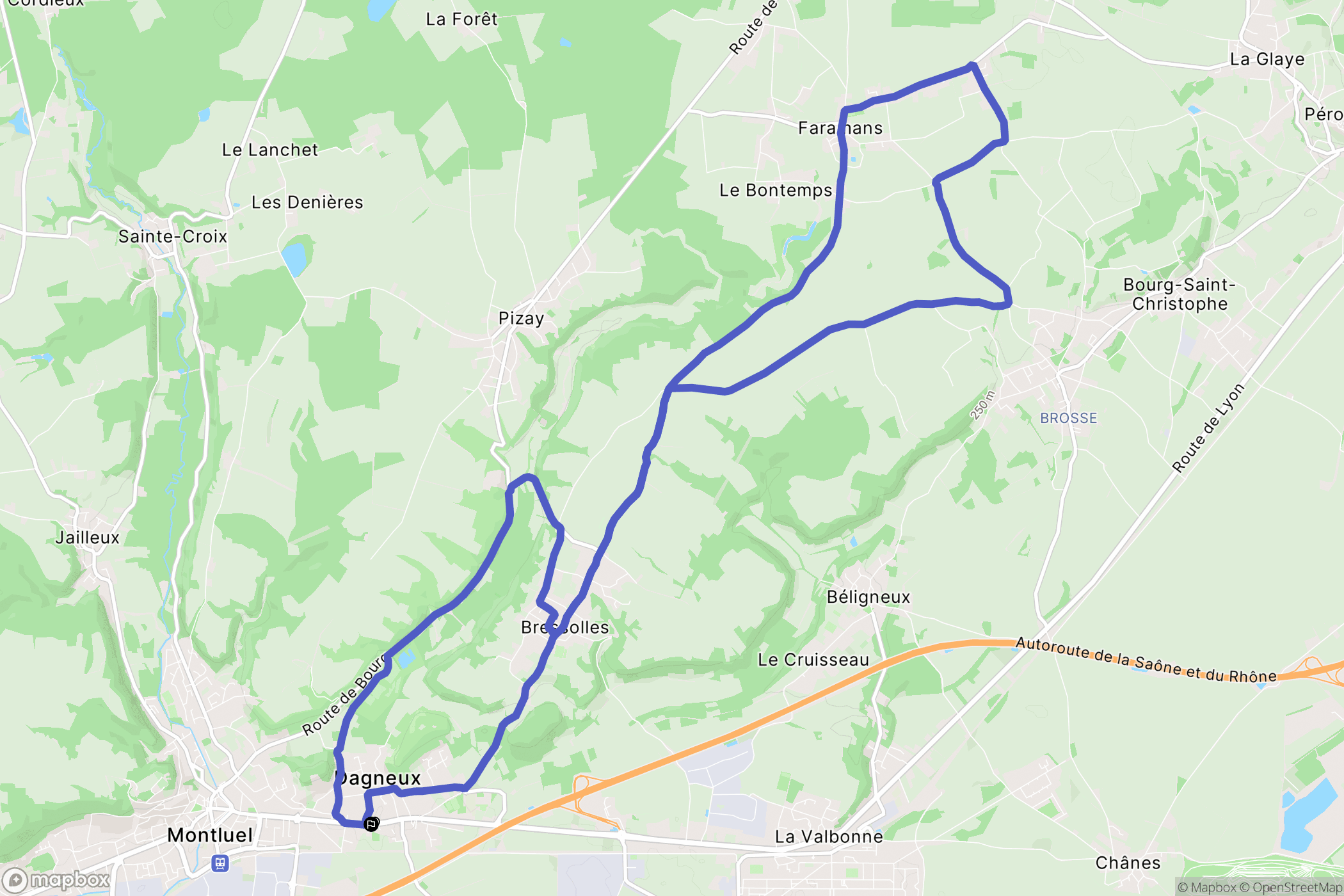 Dagneux : carte du parcours de randonnée - France