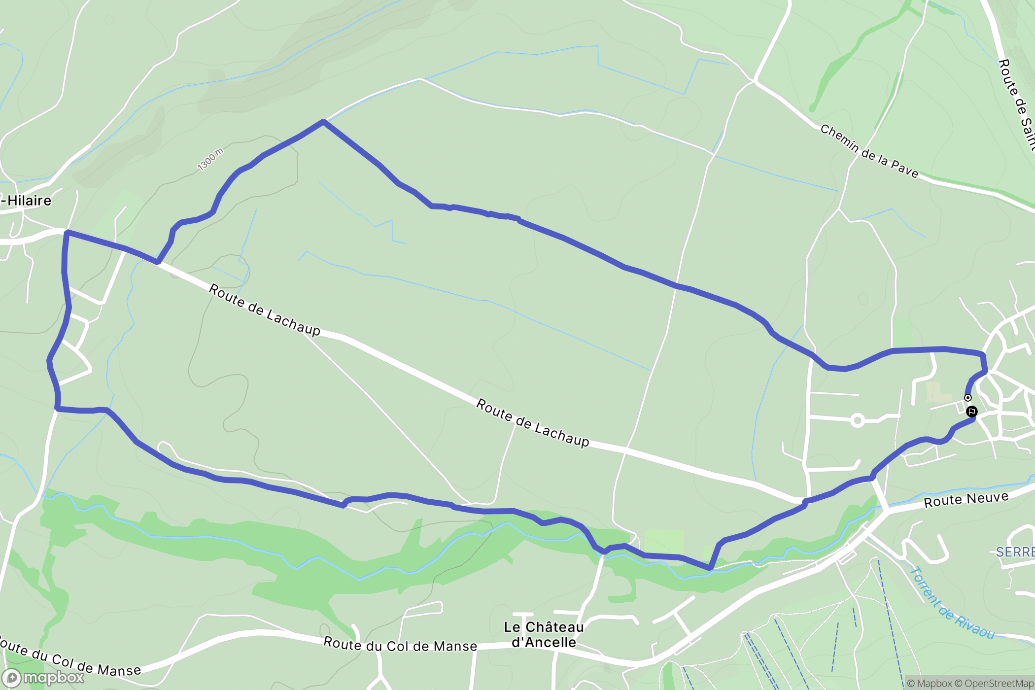 Ancelle : carte du parcours de randonnée - France