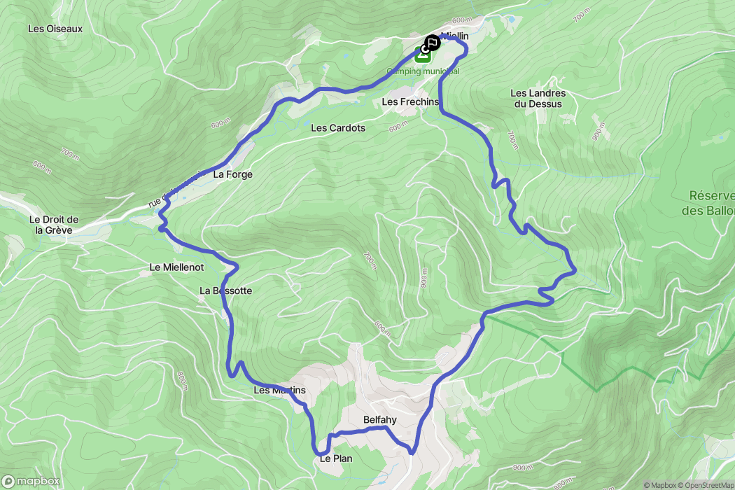 Servance-Miellin : carte du parcours de randonnée - France
