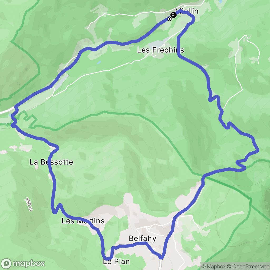 Servance-Miellin : carte du parcours de randonnée - France