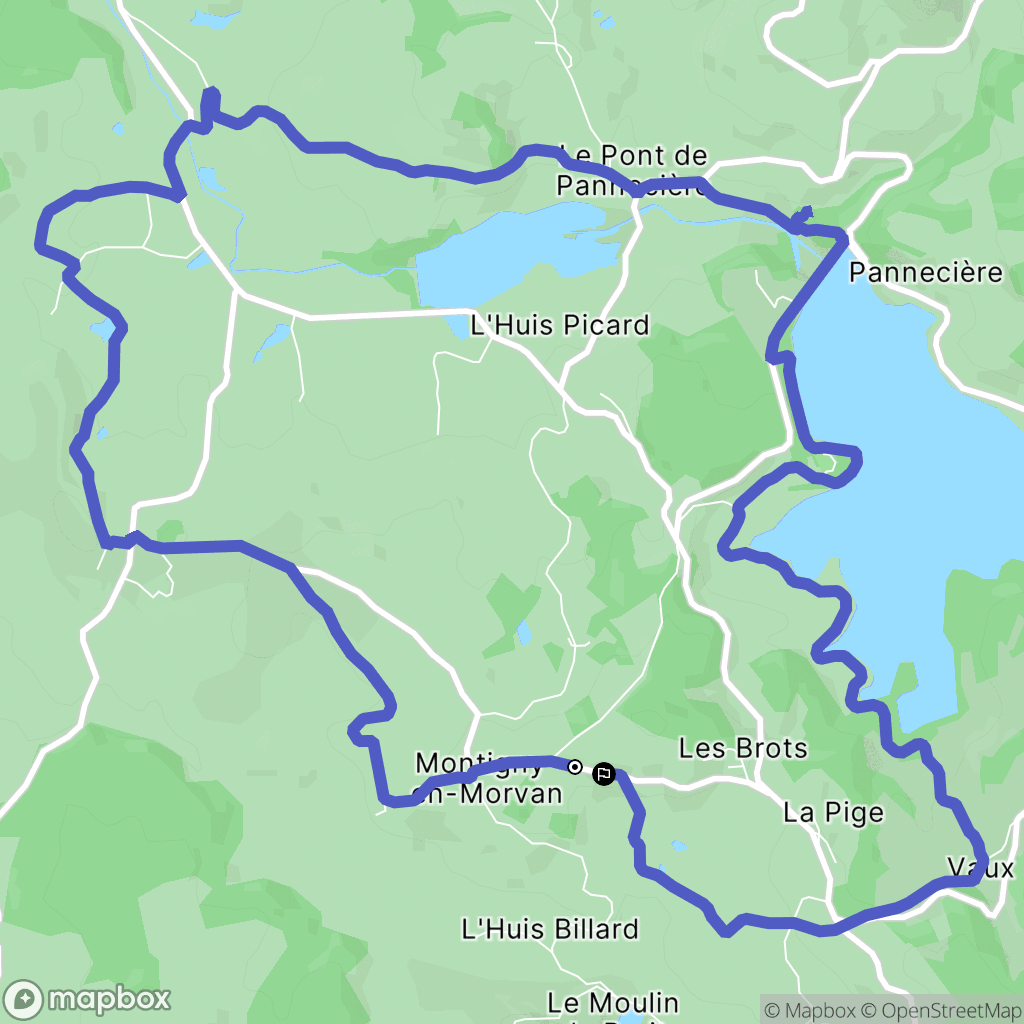 Montigny-en-Morvan : carte du parcours de randonnée - France