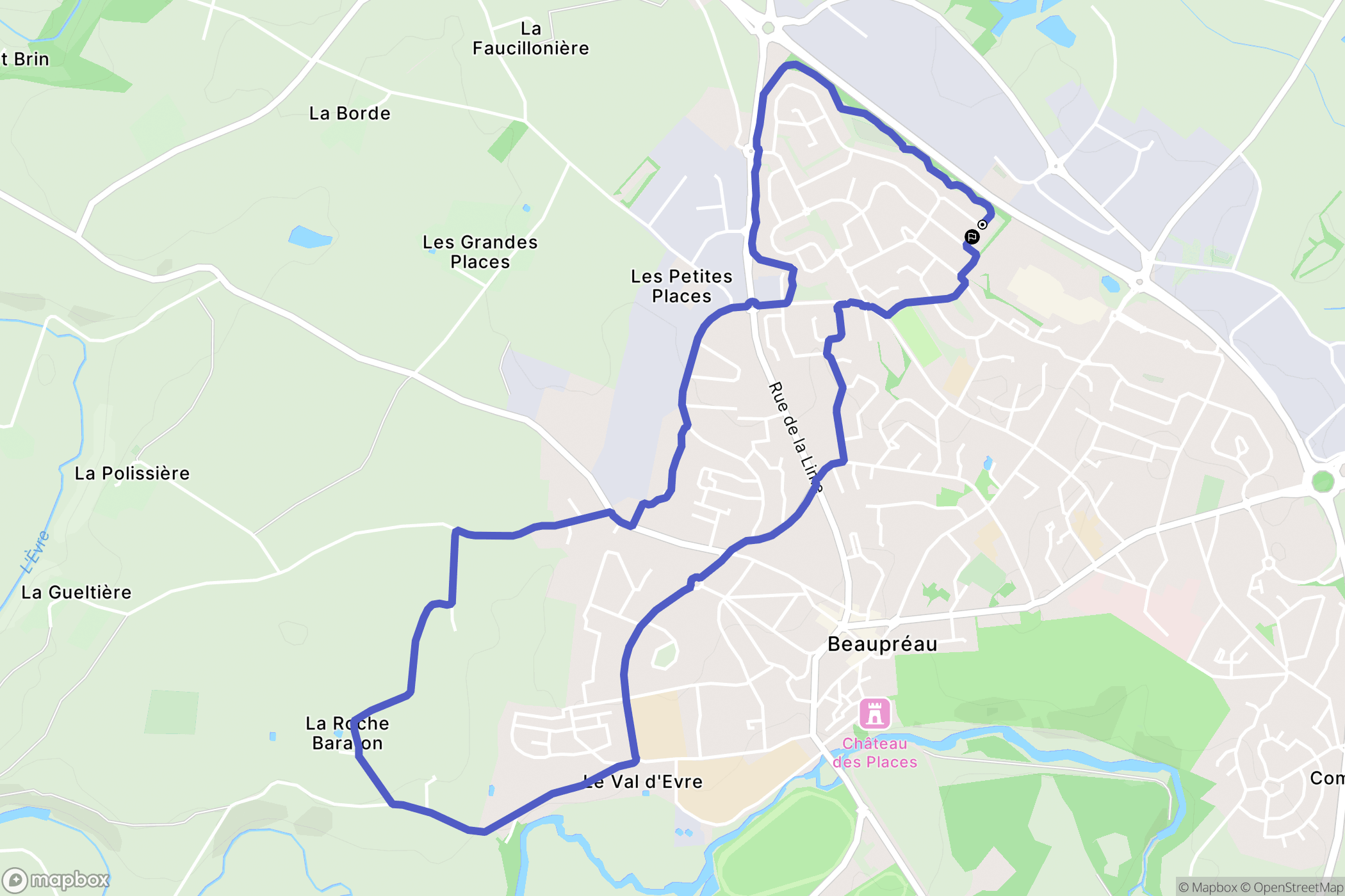 Beaupréau-en-Mauges : carte du parcours de randonnée - France