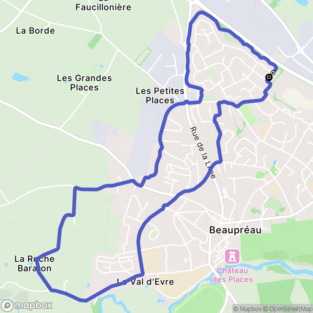Beaupréau-en-Mauges : carte du parcours de randonnée - France