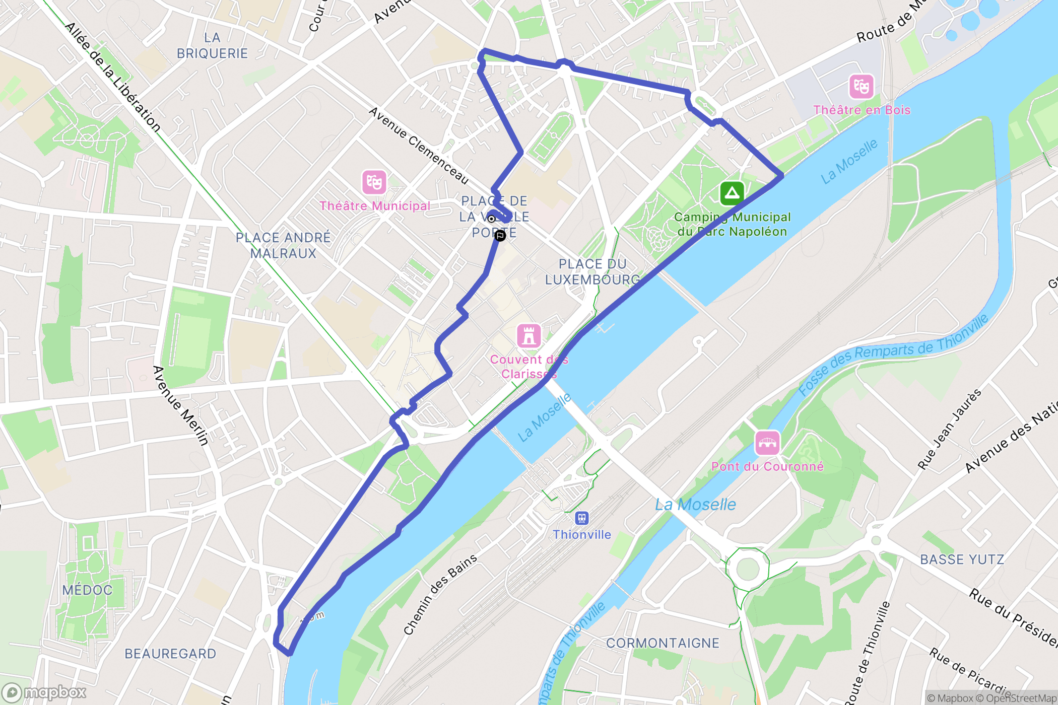Thionville : carte du parcours de randonnée - France
