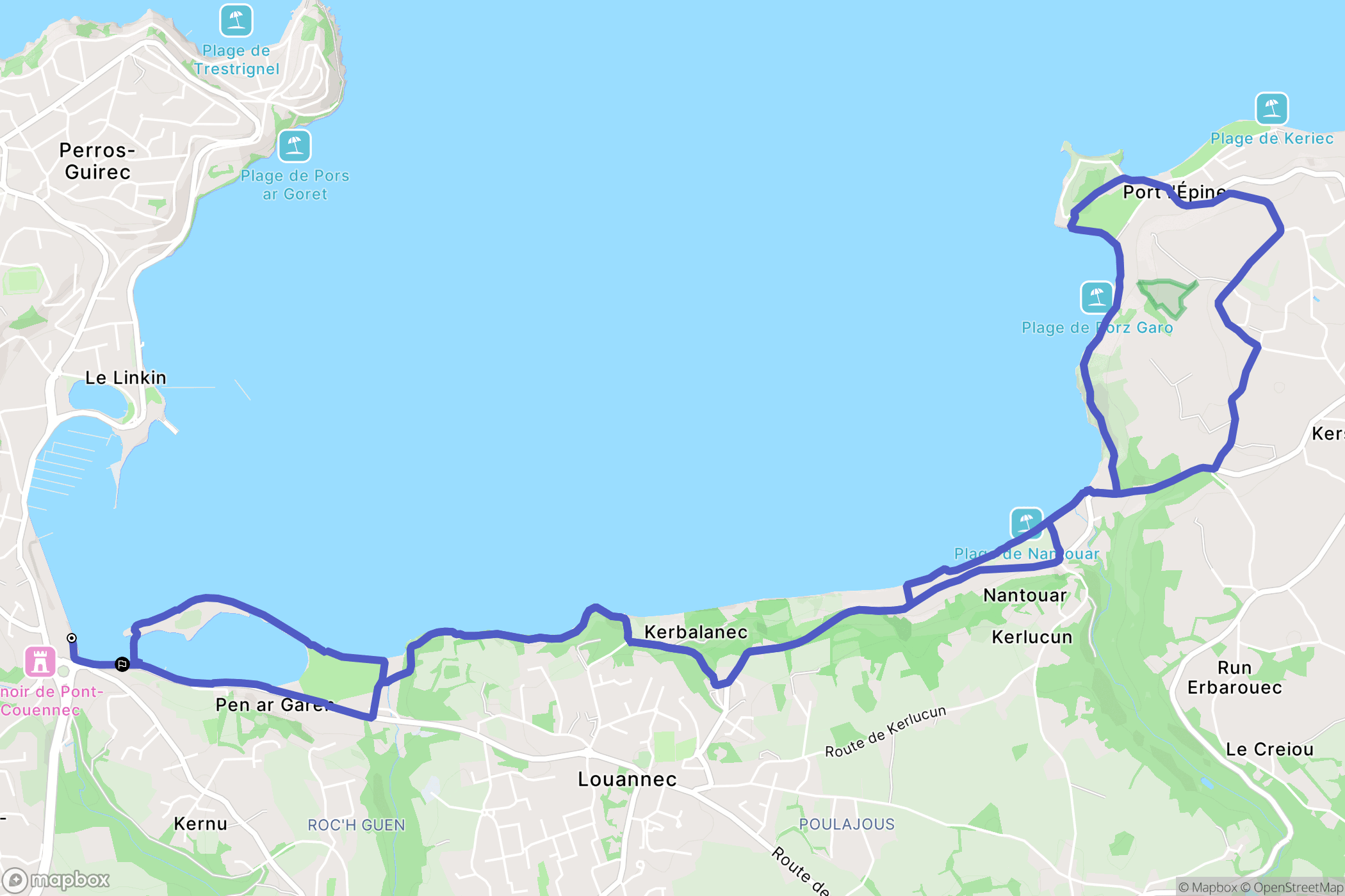 Perros-Guirec : carte du parcours de randonnée - France