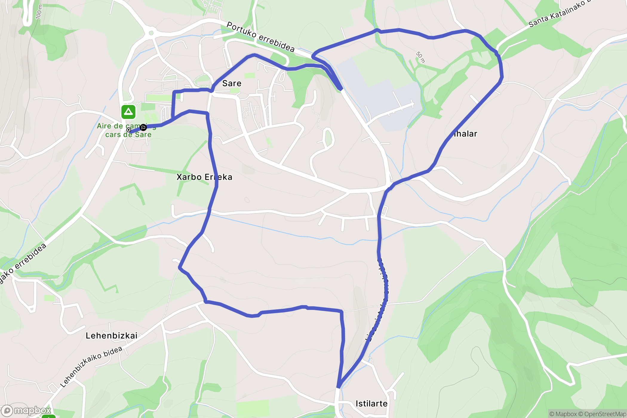 Sare : carte du parcours de randonnée - France