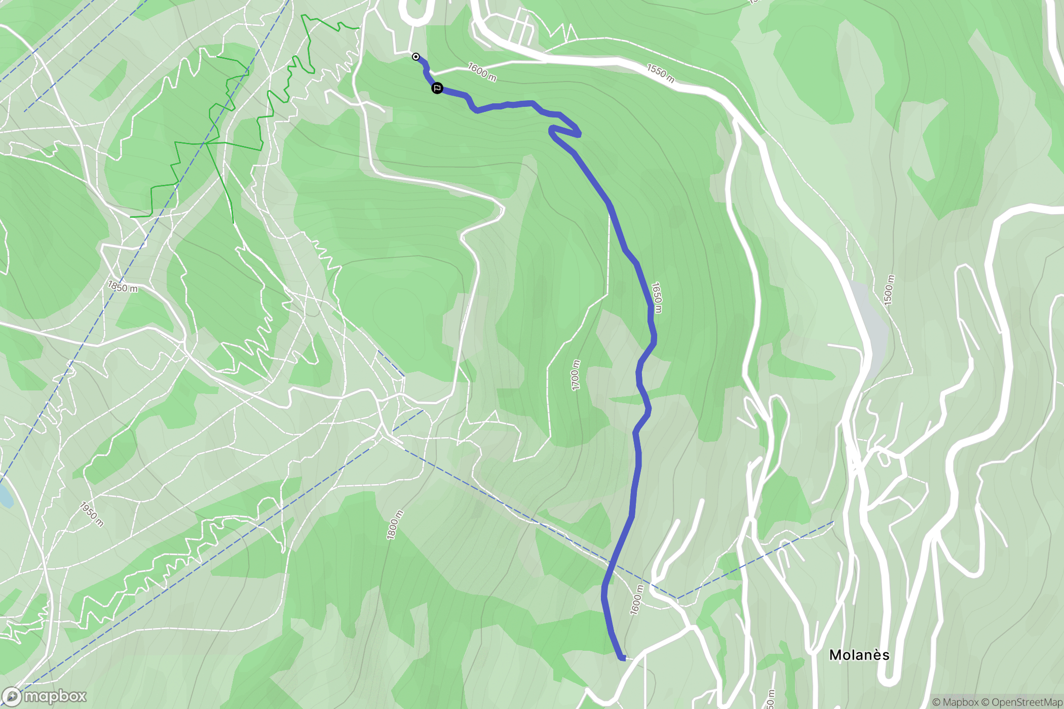 Uvernet-Fours : carte du parcours de randonnée - France