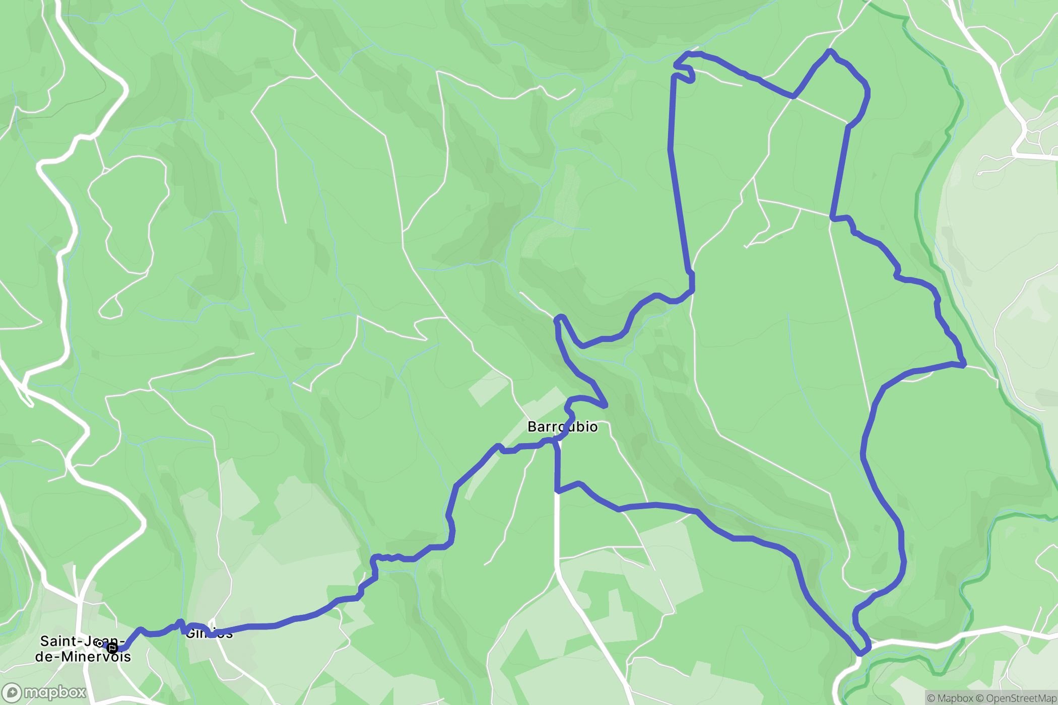 Saint-Jean-de-Minervois : carte du parcours de randonnée - France
