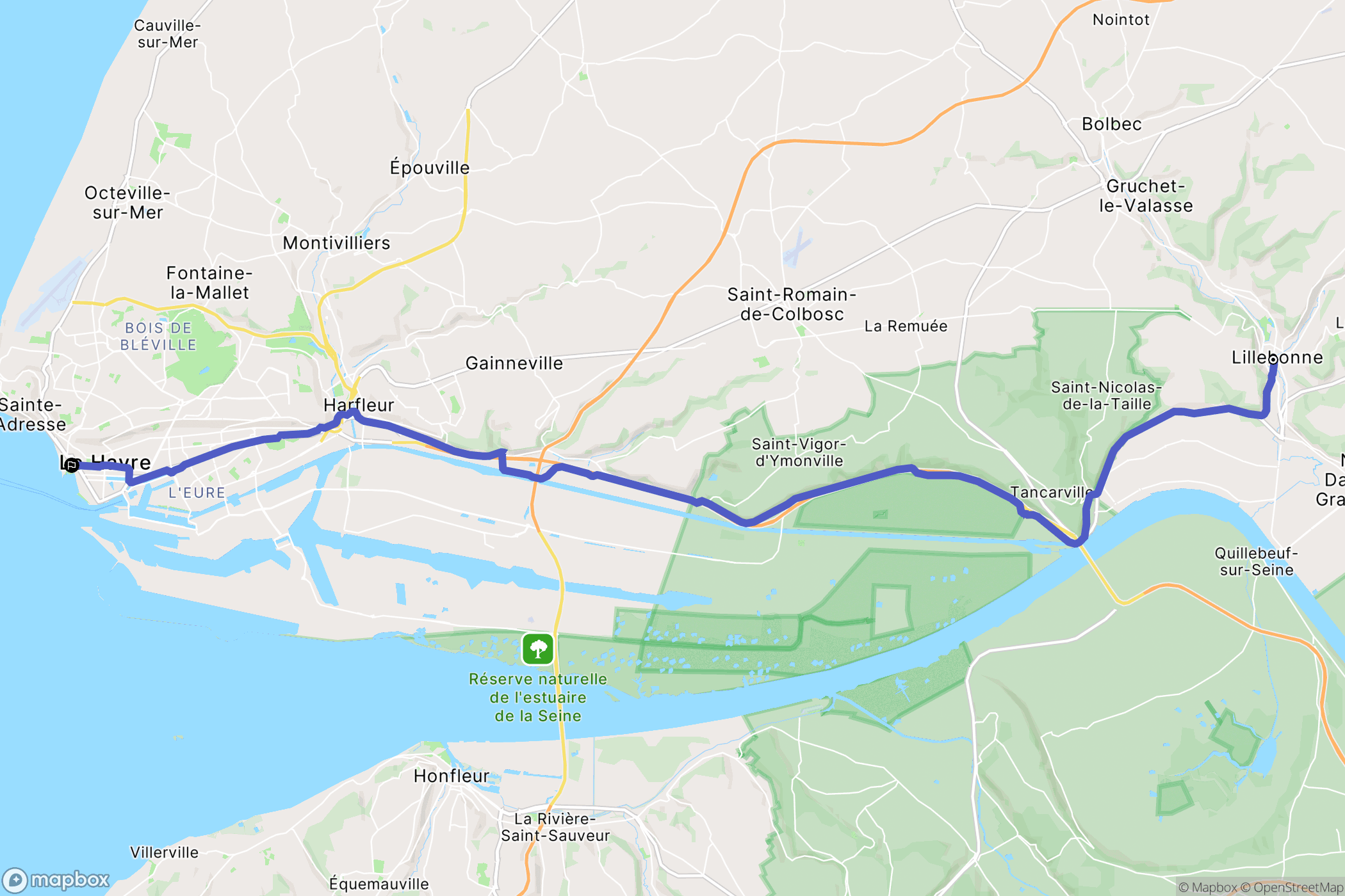 Lillebonne : carte du parcours de randonnée - France
