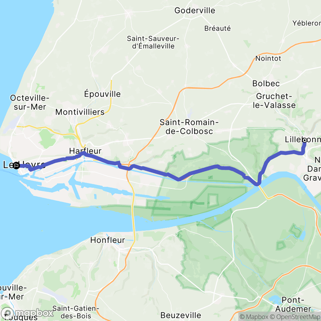 Lillebonne : carte du parcours de randonnée - France