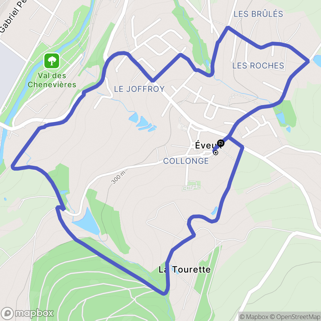 Éveux : carte du parcours de randonnée - France