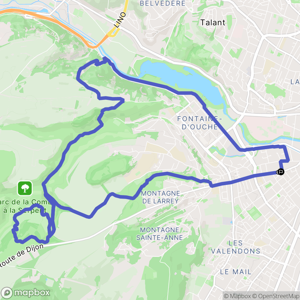 Dijon : carte du parcours de randonnée - France