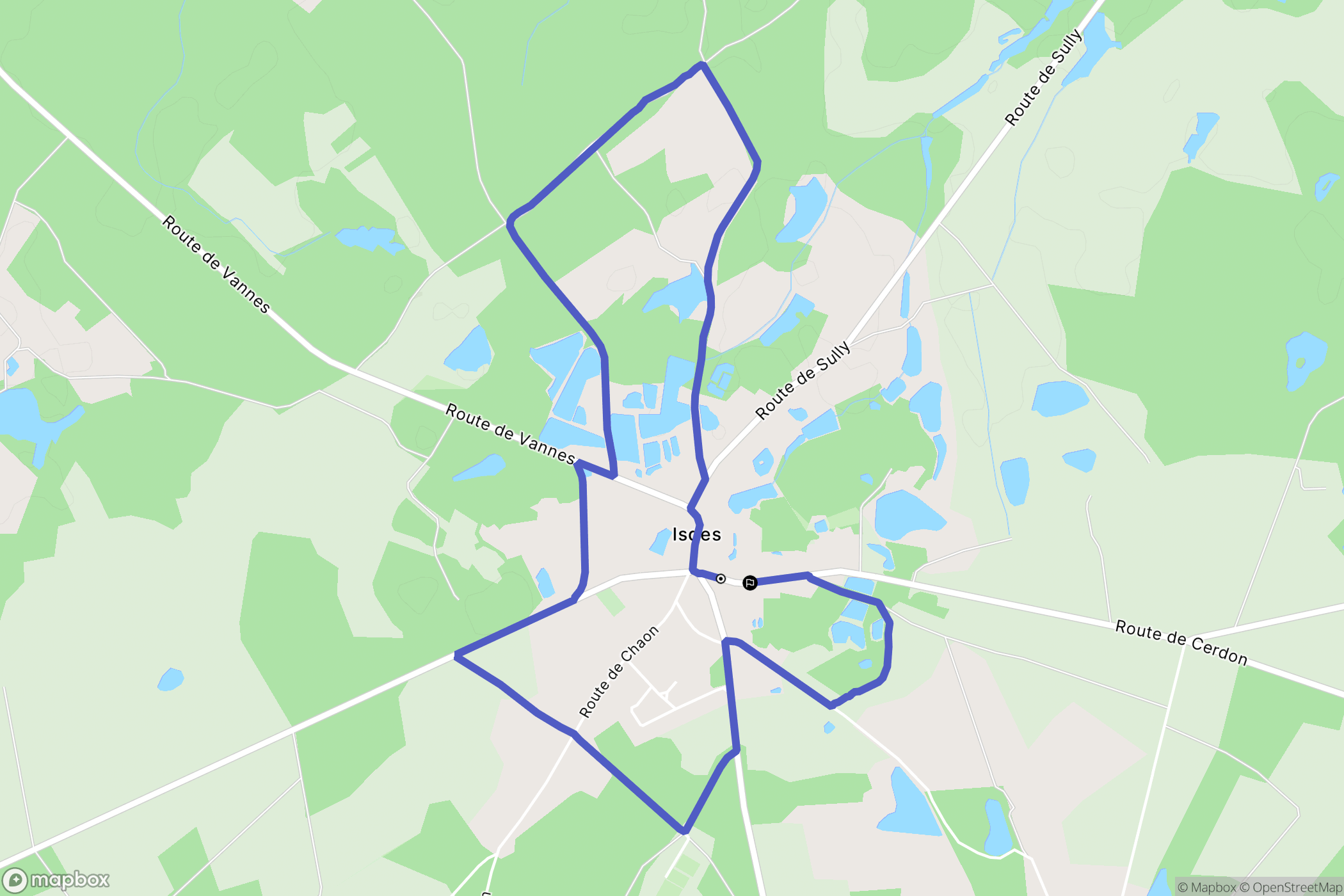 Isdes : carte du parcours de randonnée - France