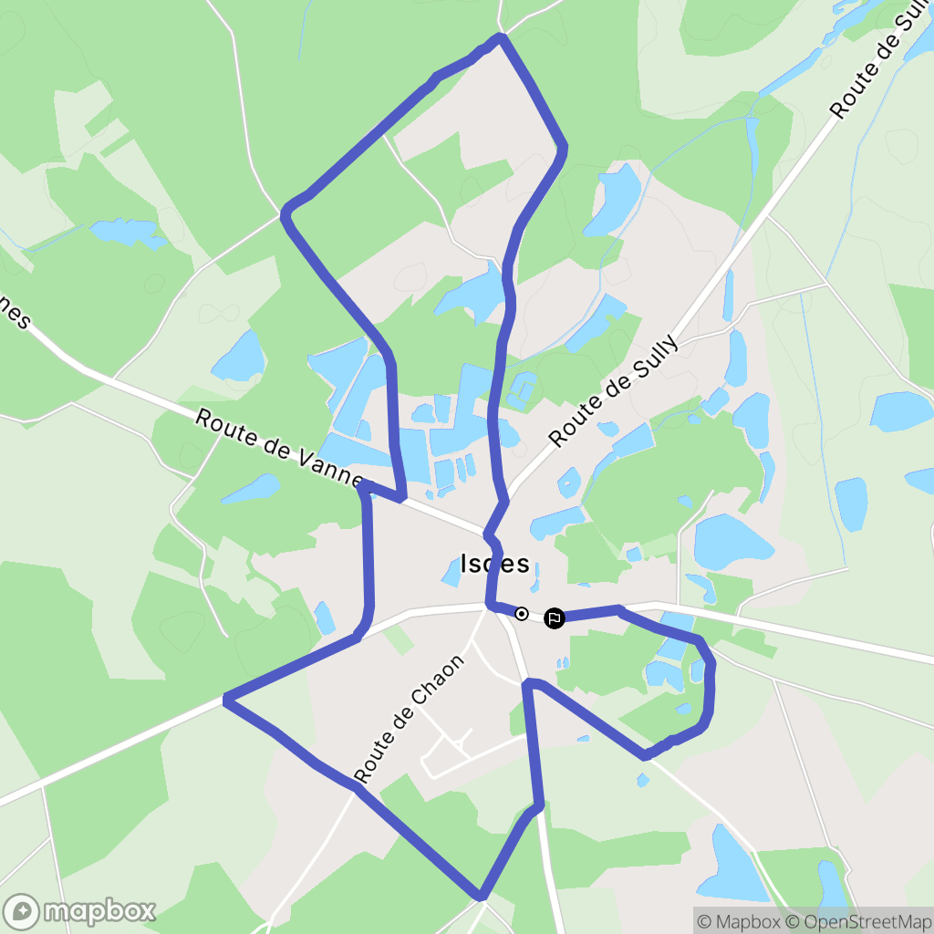 Isdes : carte du parcours de randonnée - France
