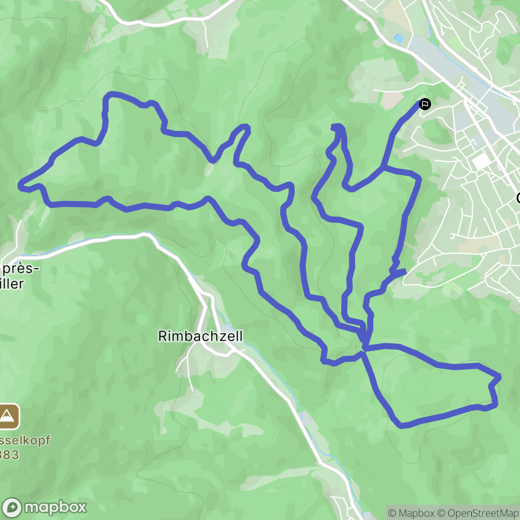 Guebwiller : carte du parcours de randonnée - France