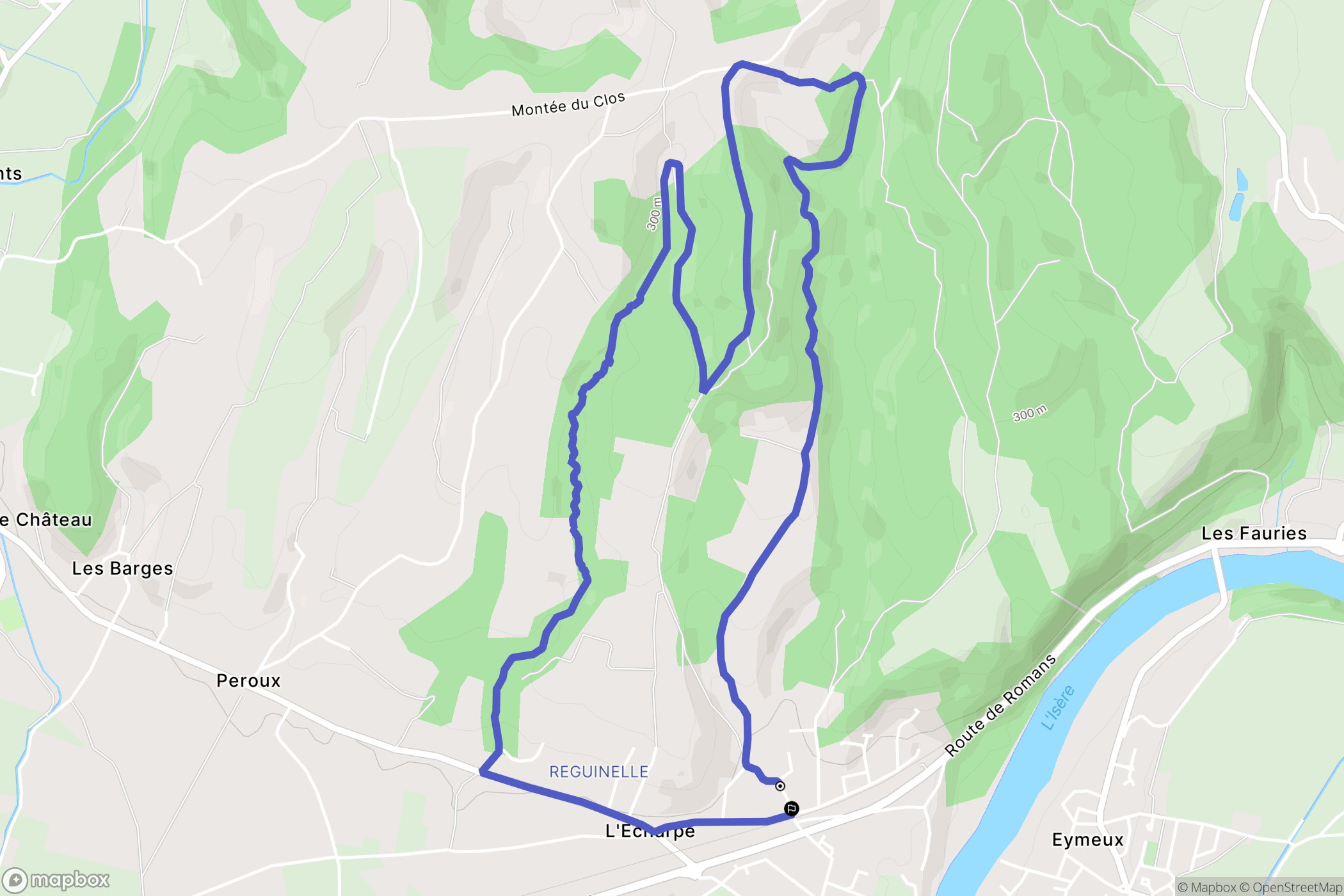 Saint-Lattier : carte du parcours de randonnée - France