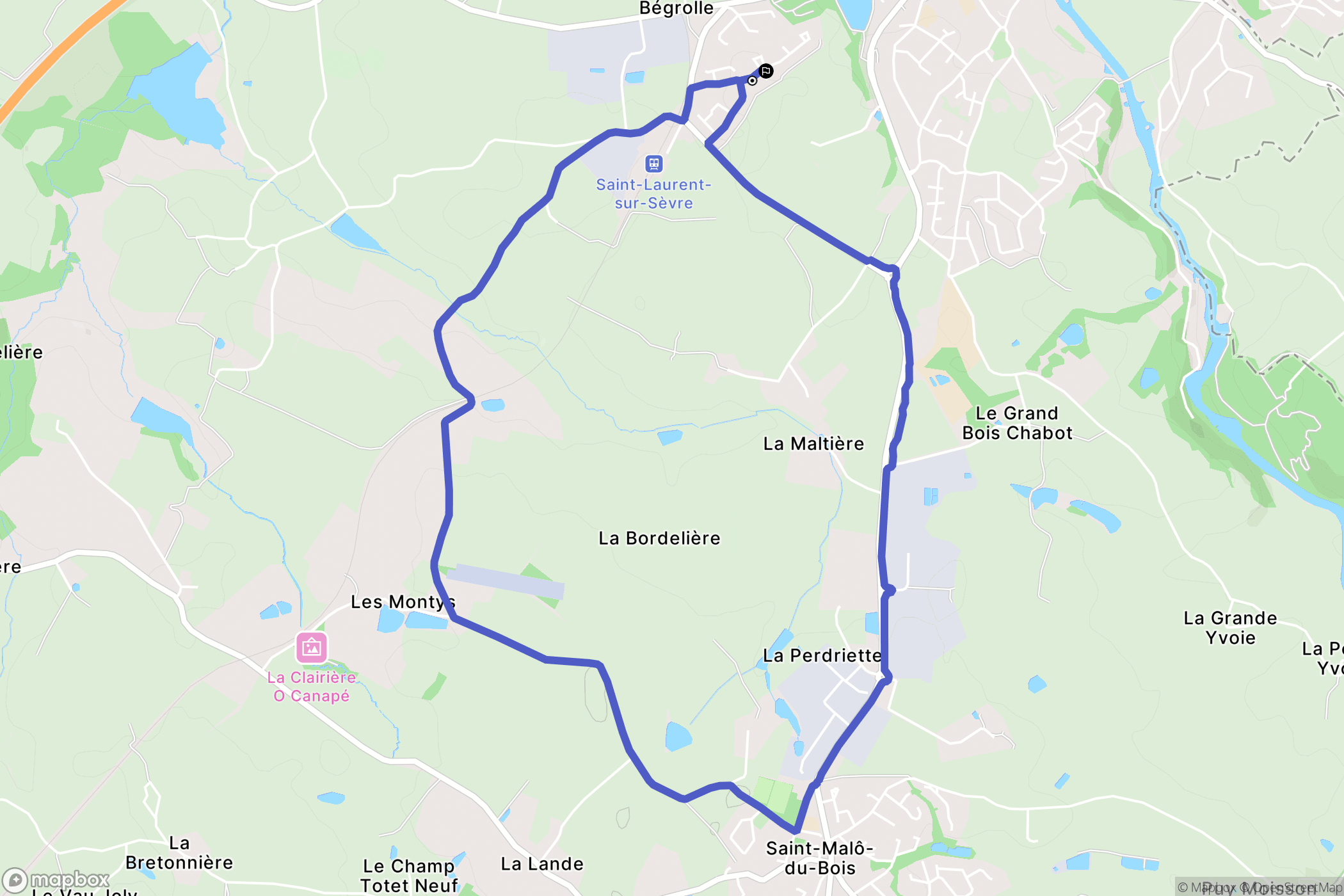 Saint-Laurent-sur-Sèvre : carte du parcours de randonnée - France