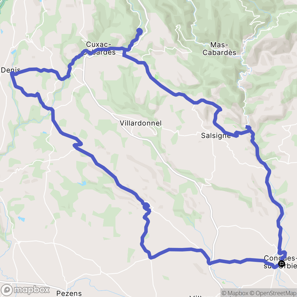 Conques-sur-Orbiel : carte du parcours de randonnée - France