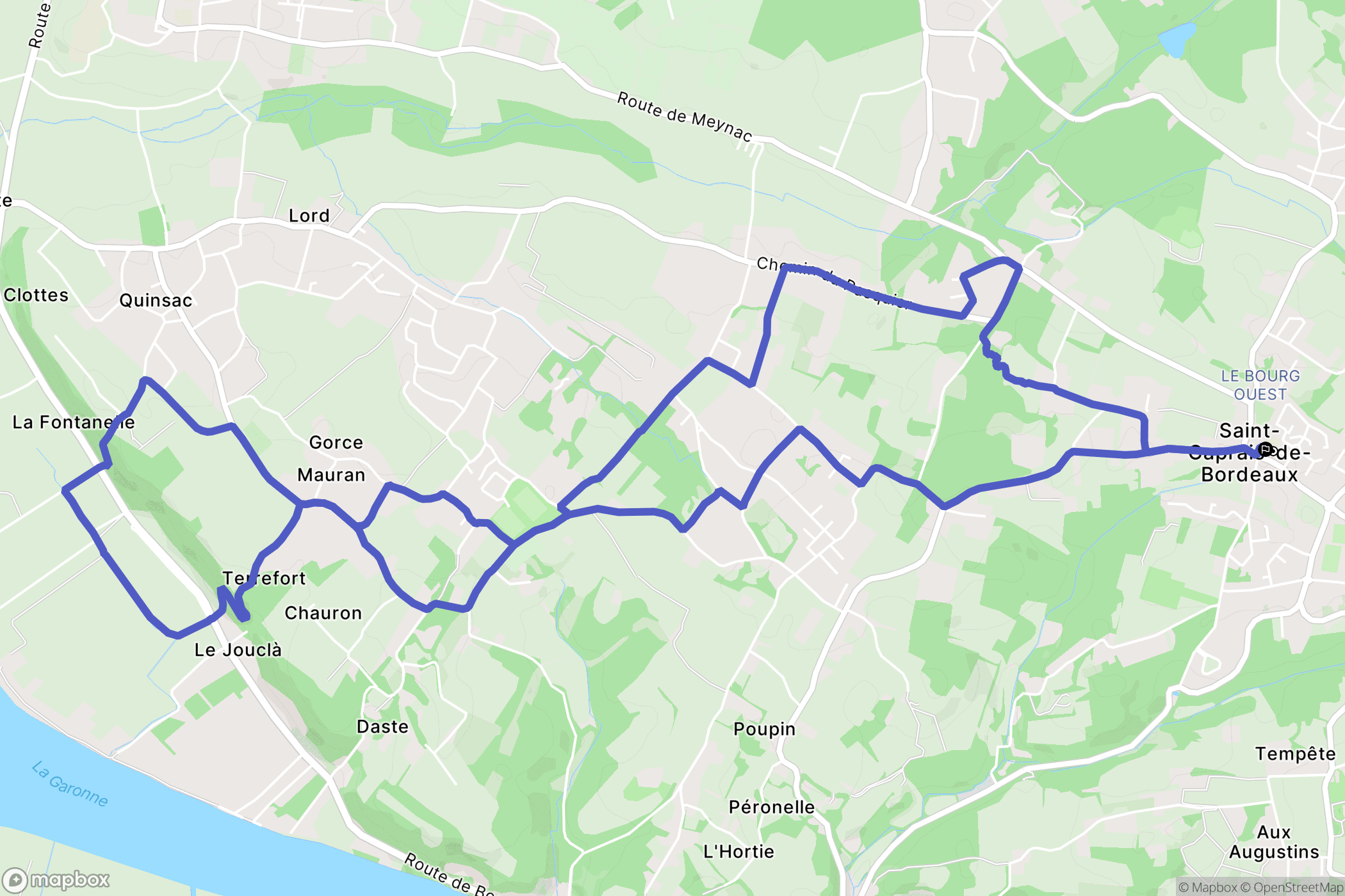 Saint-Caprais-de-Bordeaux : carte du parcours de randonnée - France