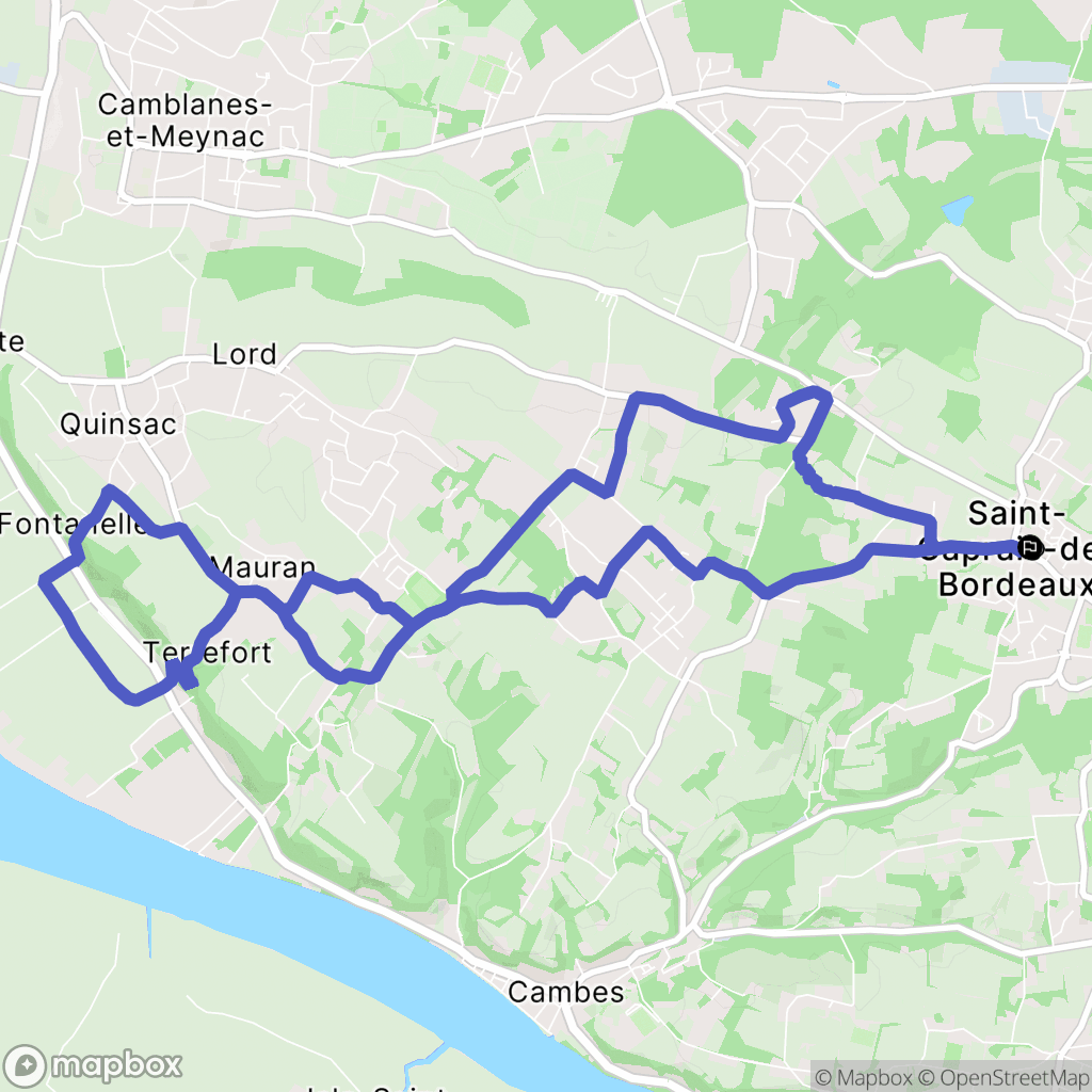 Saint-Caprais-de-Bordeaux : carte du parcours de randonnée - France